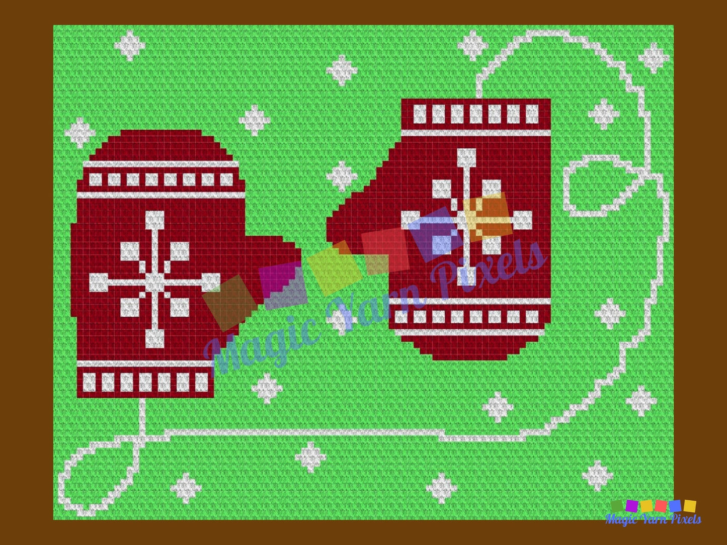 Christmas Winter Mittens Graph + Written Pattern For C2C & Tapestry Crochet - Christmas C2C Graphgan - Crochet Christmas Baby Blanket Gift