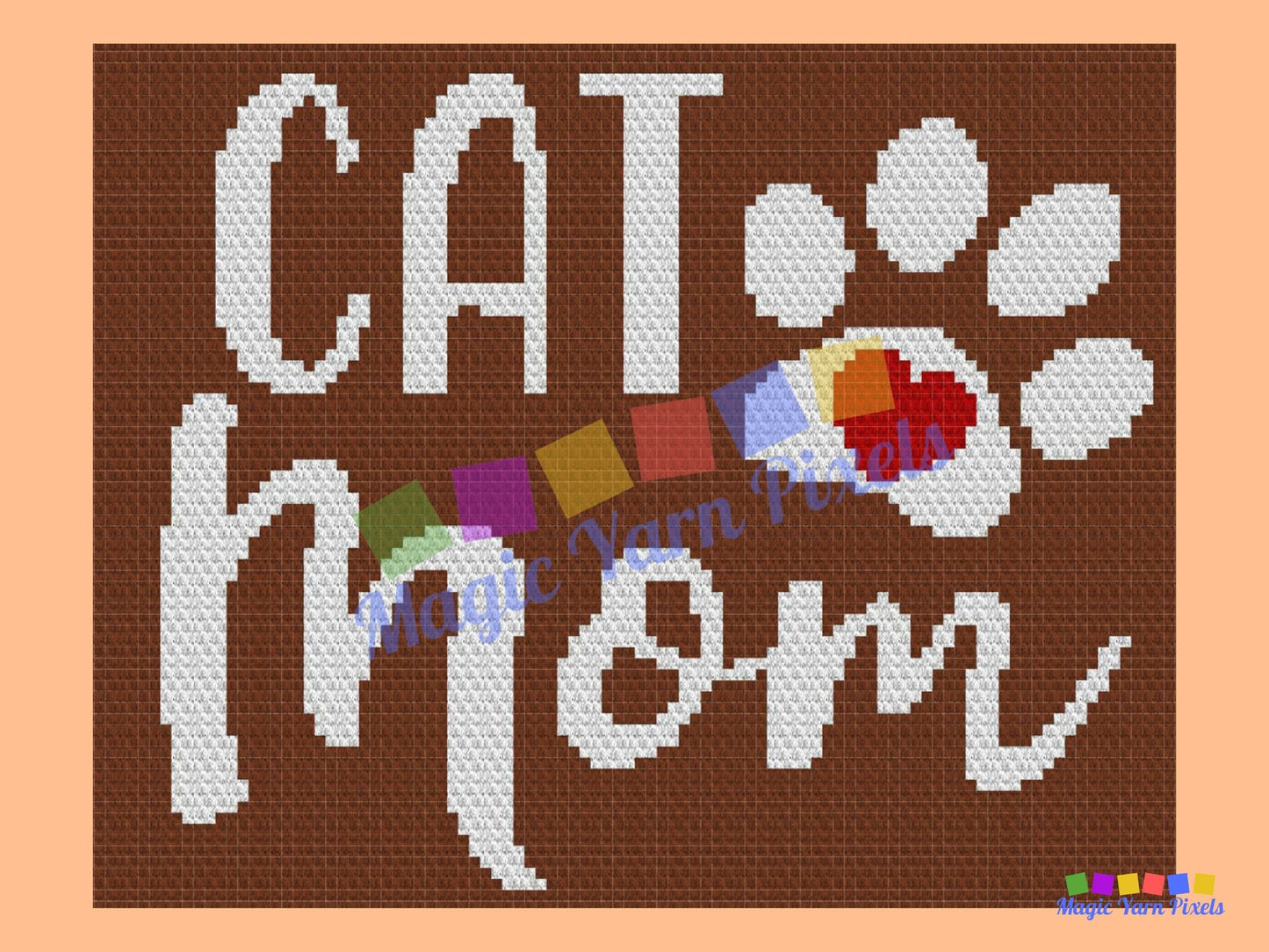 Cat Mom Graph + Written Pattern For C2C & Tapestry Crochet - Cat Mom C2C Graphgan - Mom Cat Crochet Blanket - Gift for Cat Lovers