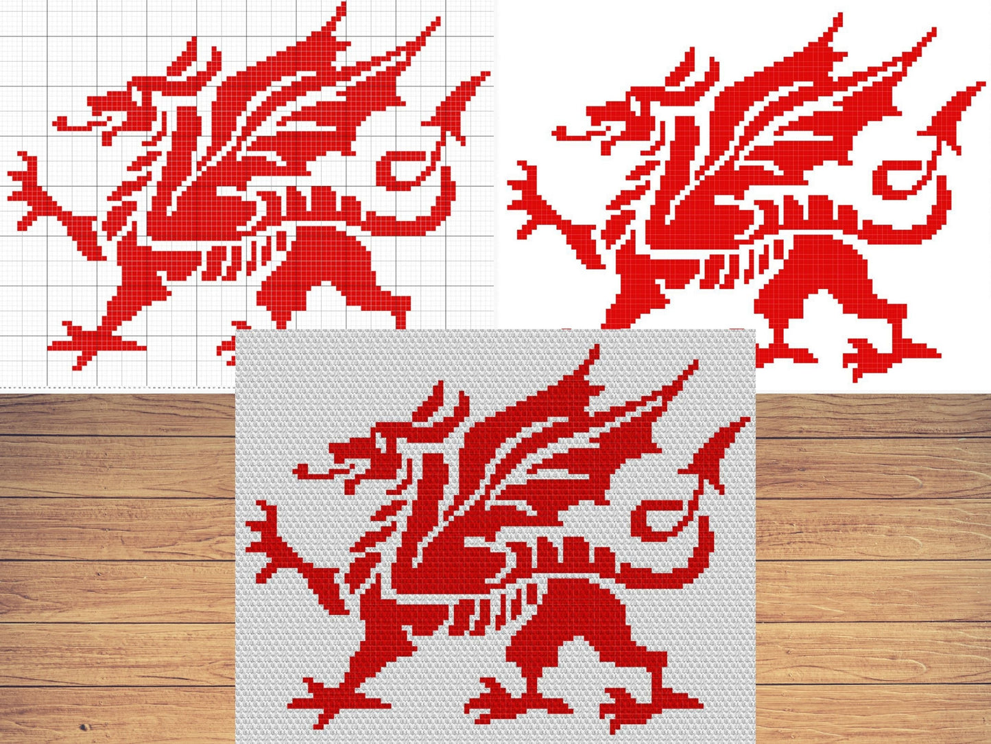 Welsh Dragon Graph + Written Pattern For C2C & Tapestry Crochet - Welsh Dragon C2C Crochet Pattern - Crochet Dragon Blanket - Welsh Blanket