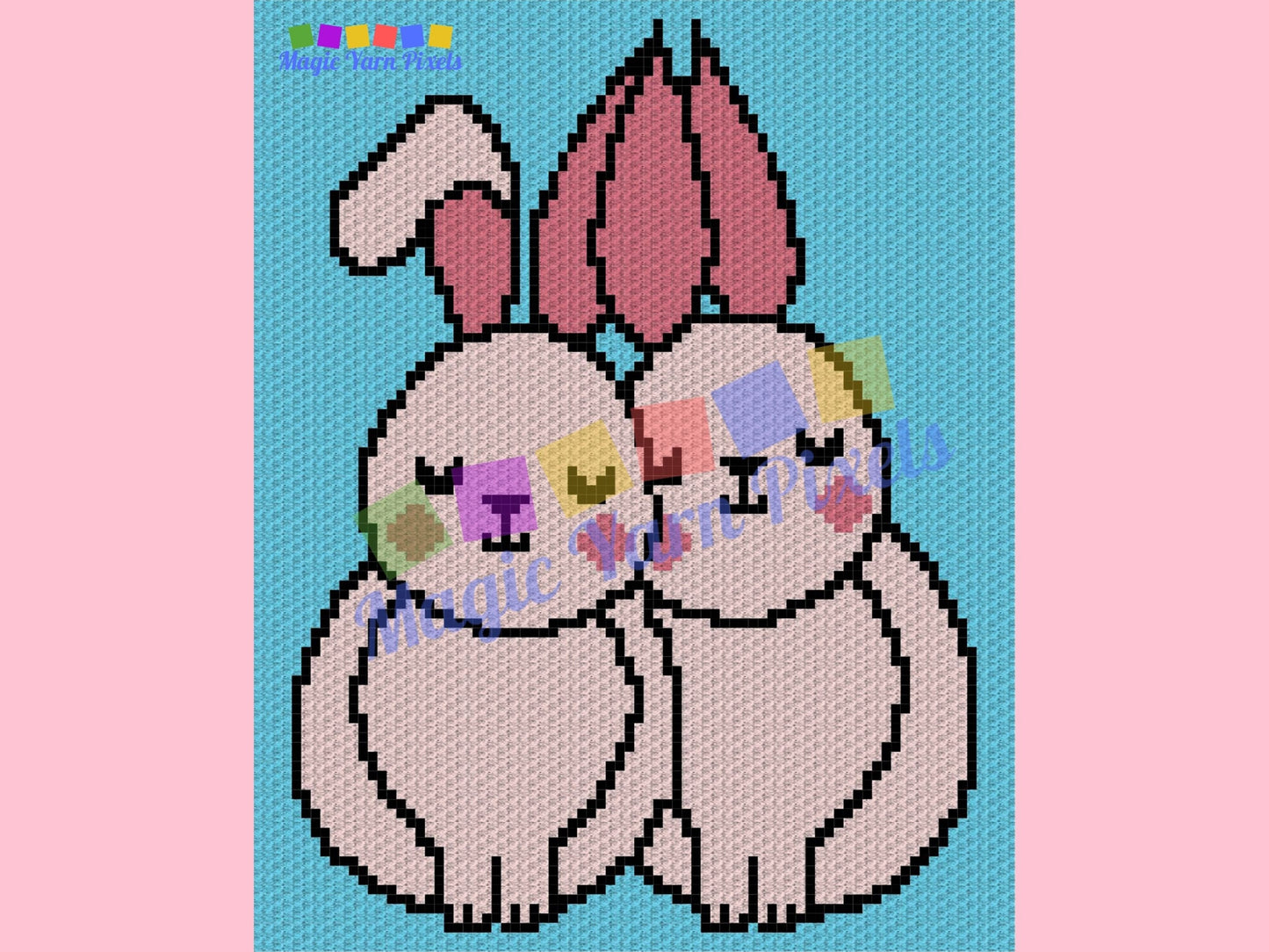 Valentines Love Bunny Graph + Written Pattern For C2C & Tapestry Crochet - Valentines C2C Graphgan - Crochet Love Bunny Blanket - Baby Gift