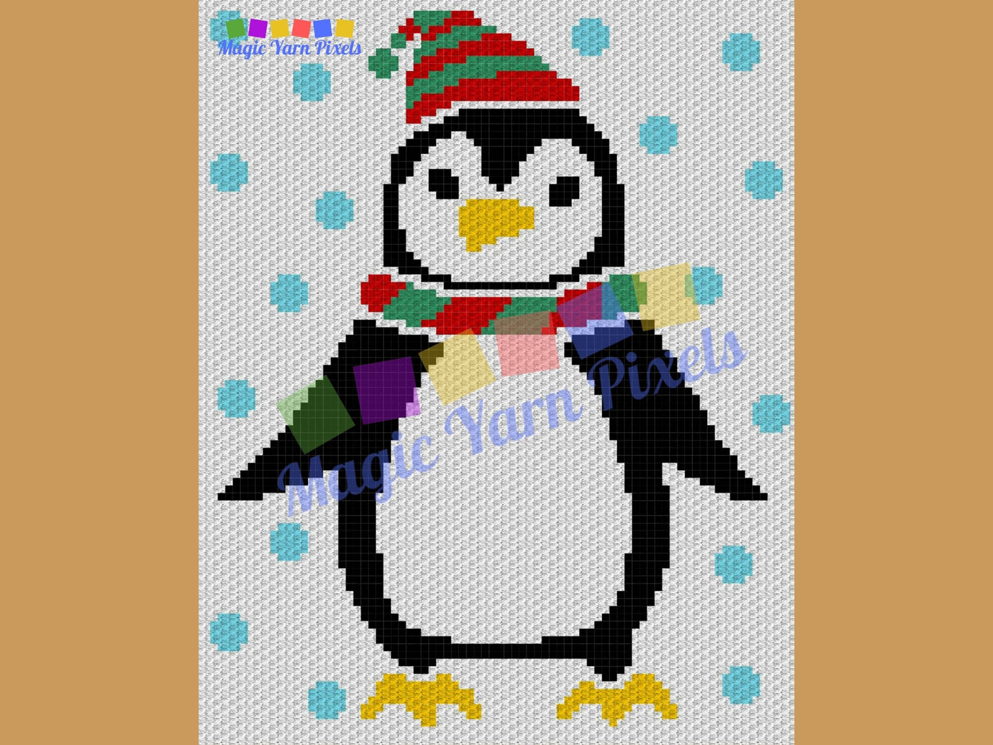 Christmas Penguin Graph + Written Pattern For C2C & Tapestry Crochet - Crochet Penguin C2C Graphgan - Christmas Crochet Blanket - Baby Gift