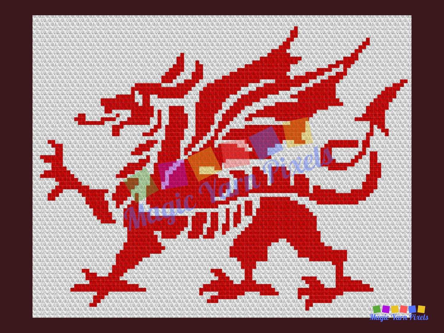 Welsh Dragon Graph + Written Pattern For C2C & Tapestry Crochet - Welsh Dragon C2C Crochet Pattern - Crochet Dragon Blanket - Welsh Blanket