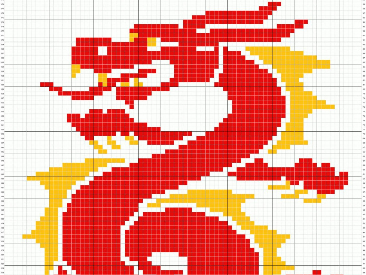 Chinese Dragon Graph + Written Pattern For C2C & Tapestry Crochet - Crochet Dragon Pattern - Chinese Dragon C2C Blanket - Red Dragon Blanket