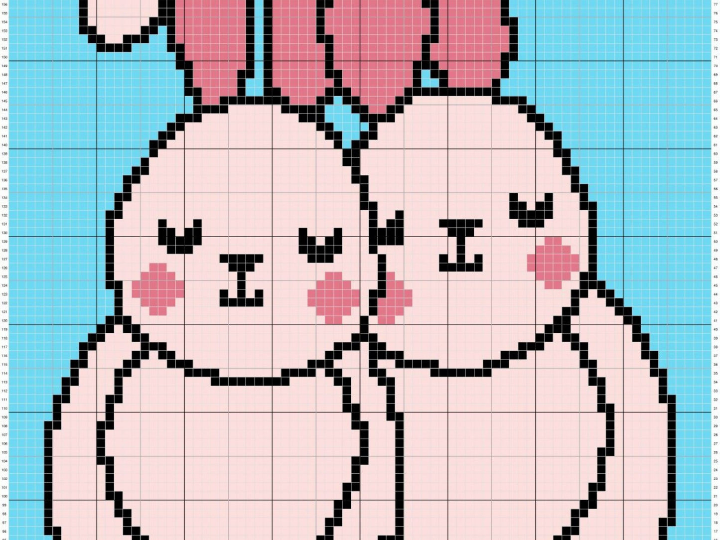 Valentines Love Bunny Graph + Written Pattern For C2C & Tapestry Crochet - Valentines C2C Graphgan - Crochet Love Bunny Blanket - Baby Gift