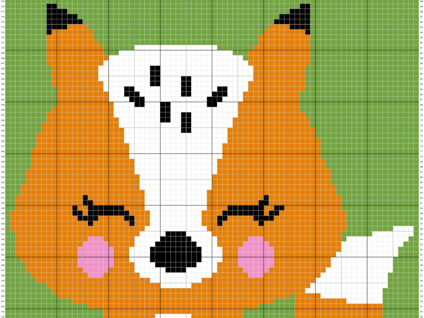 Woodland Baby Fox Graph & Pattern C2C and Tapestry Crochet - Forest Animals Graphgan Fox Crochet Blanket - Fox Pattern C2C Blanket Gift Baby
