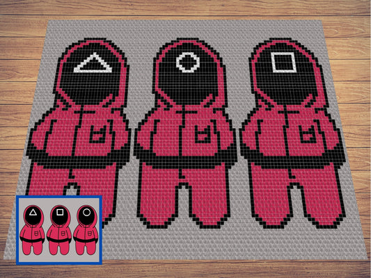 Red Minions Graph & Pattern C2C and Tapestry Crochet Pink Soldier Crochet Graphgan Pink Soldier Pattern Crochet Blanket Pink Soldier Pattern