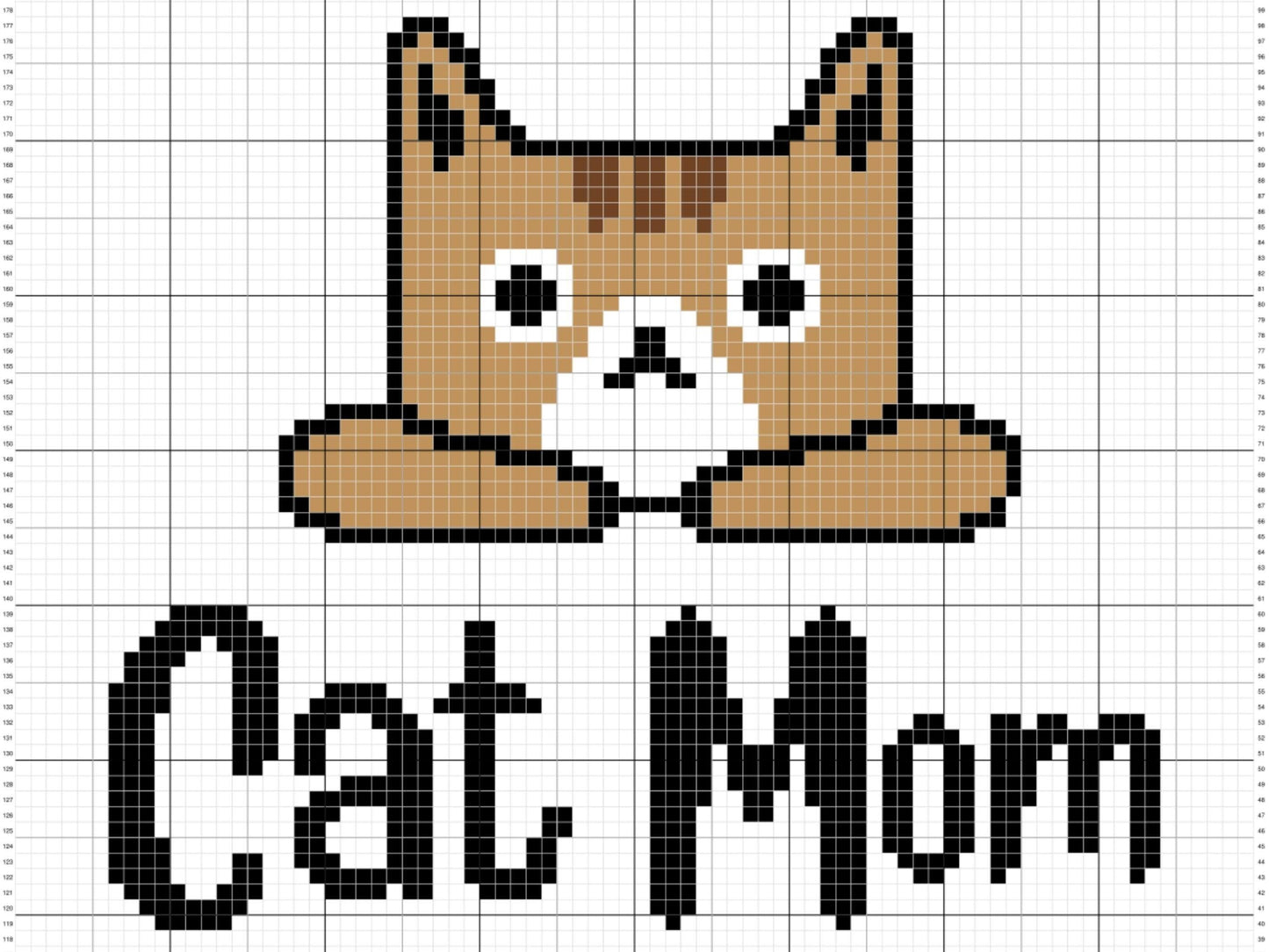 Cat Mom Kitty Graph & Pattern C2C and Tapestry Crochet - Crochet Cat Graphgan Cat Lady Crochet Blanket Cat Owner Gift C2C Blanket and Decor