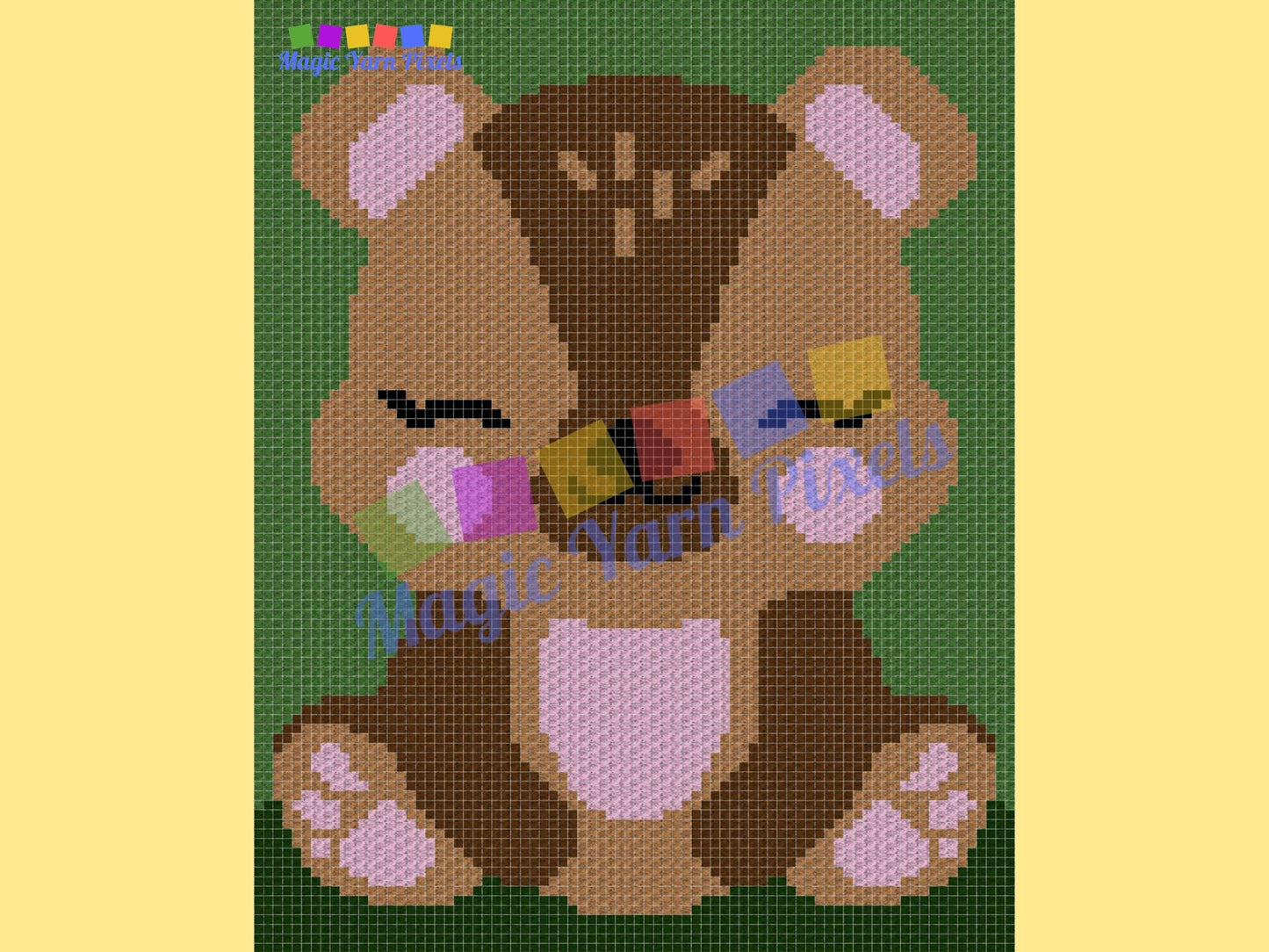 Cute Baby Bear Graph & Pattern C2C and Tapestry Crochet - Bear Blanket Graphgan - C2C Bear Crochet Blanket - C2C Woodland Blanket Gift Baby