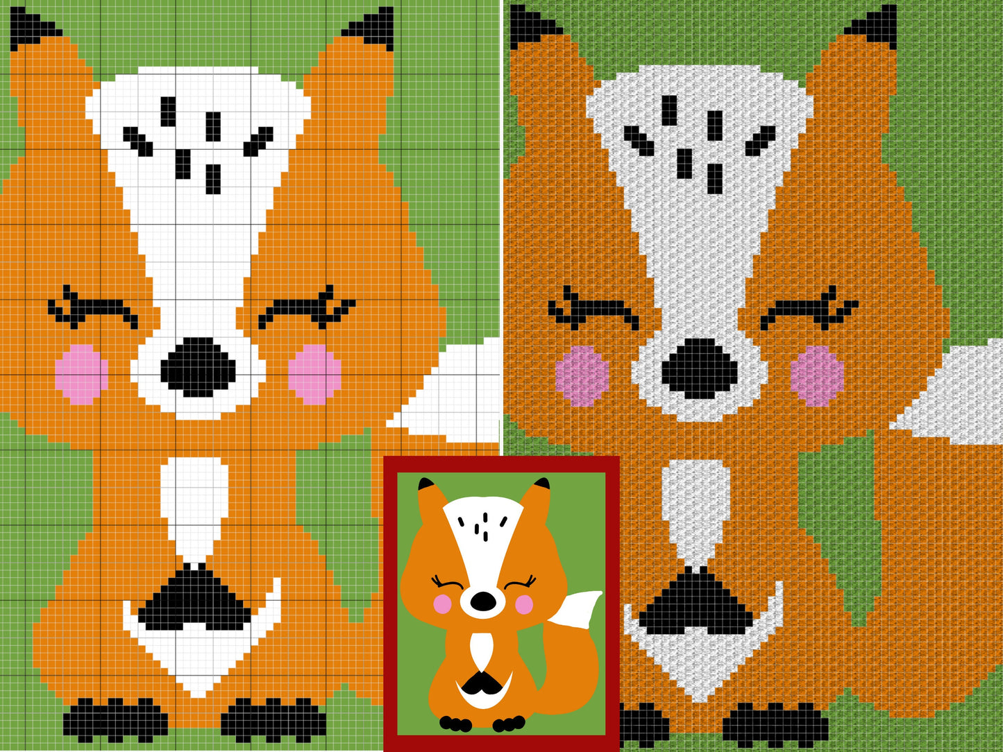 Woodland Baby Fox Graph & Pattern C2C and Tapestry Crochet - Forest Animals Graphgan Fox Crochet Blanket - Fox Pattern C2C Blanket Gift Baby