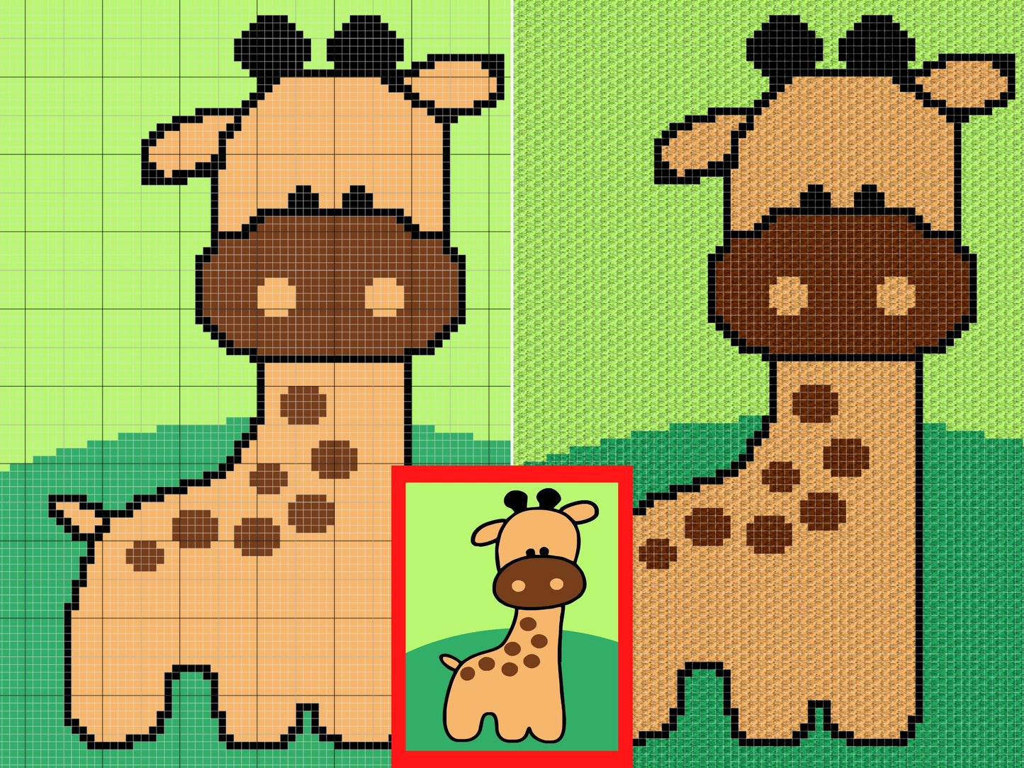 Cute Baby Giraffe Graph & Pattern C2C Tapestry Crochet Giraffe Nursery Graphgan Giraffe Crochet Blanket C2C Jungle Nursery Decor Gift Baby