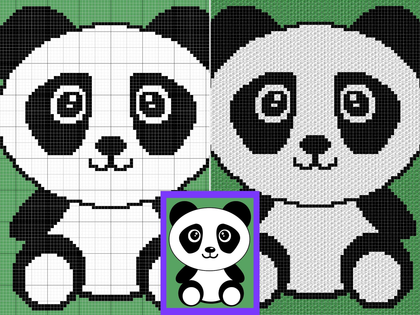 Boy Baby Panda Graph & Pattern C2C and Tapestry Crochet Panda Bear Graphgan-Kawaii Panda Crochet Blanket-C2C Crochet Panda Baby Blanket Gift