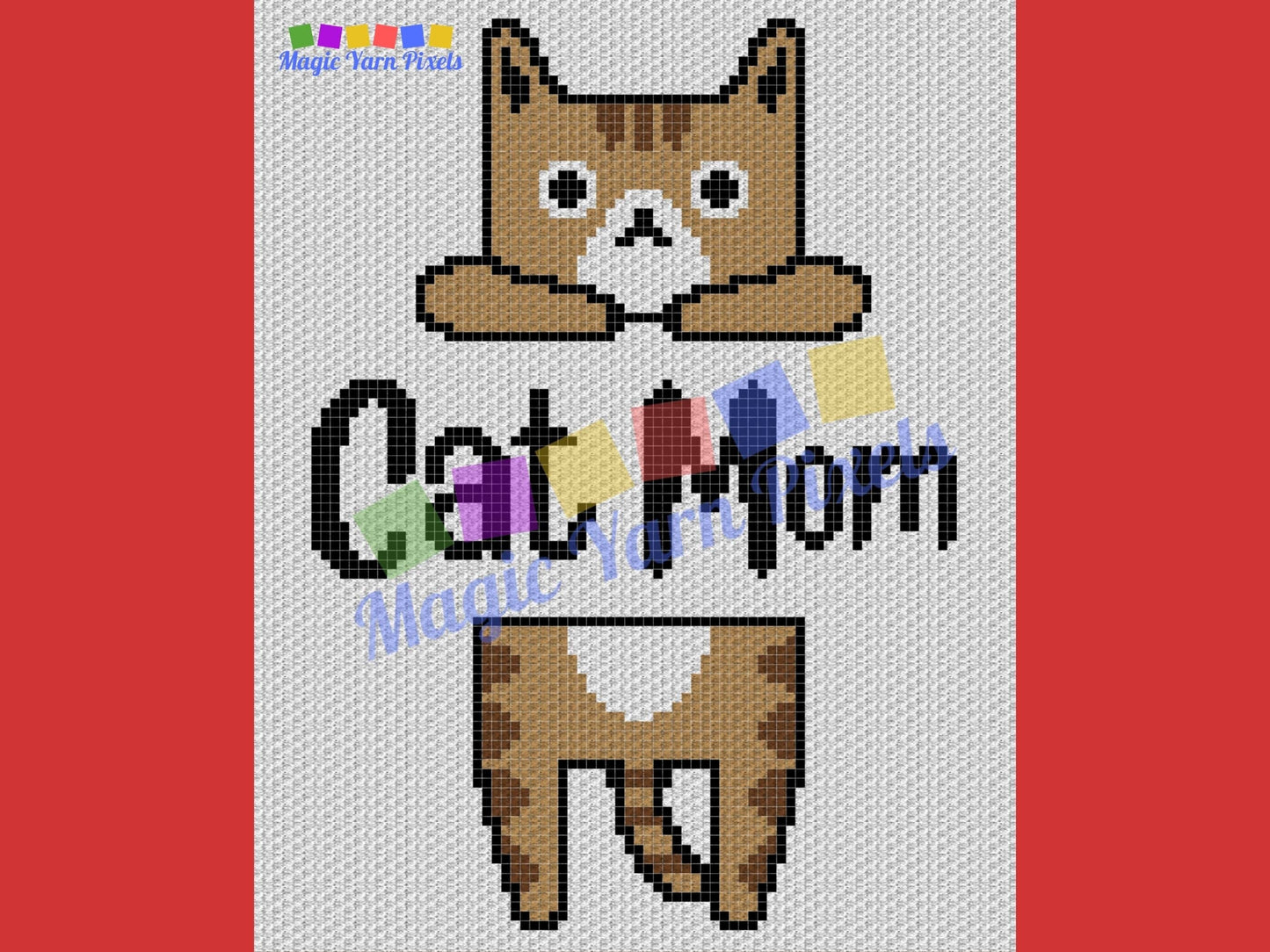 Cat Mom Kitty Graph & Pattern C2C and Tapestry Crochet - Crochet Cat Graphgan Cat Lady Crochet Blanket Cat Owner Gift C2C Blanket and Decor