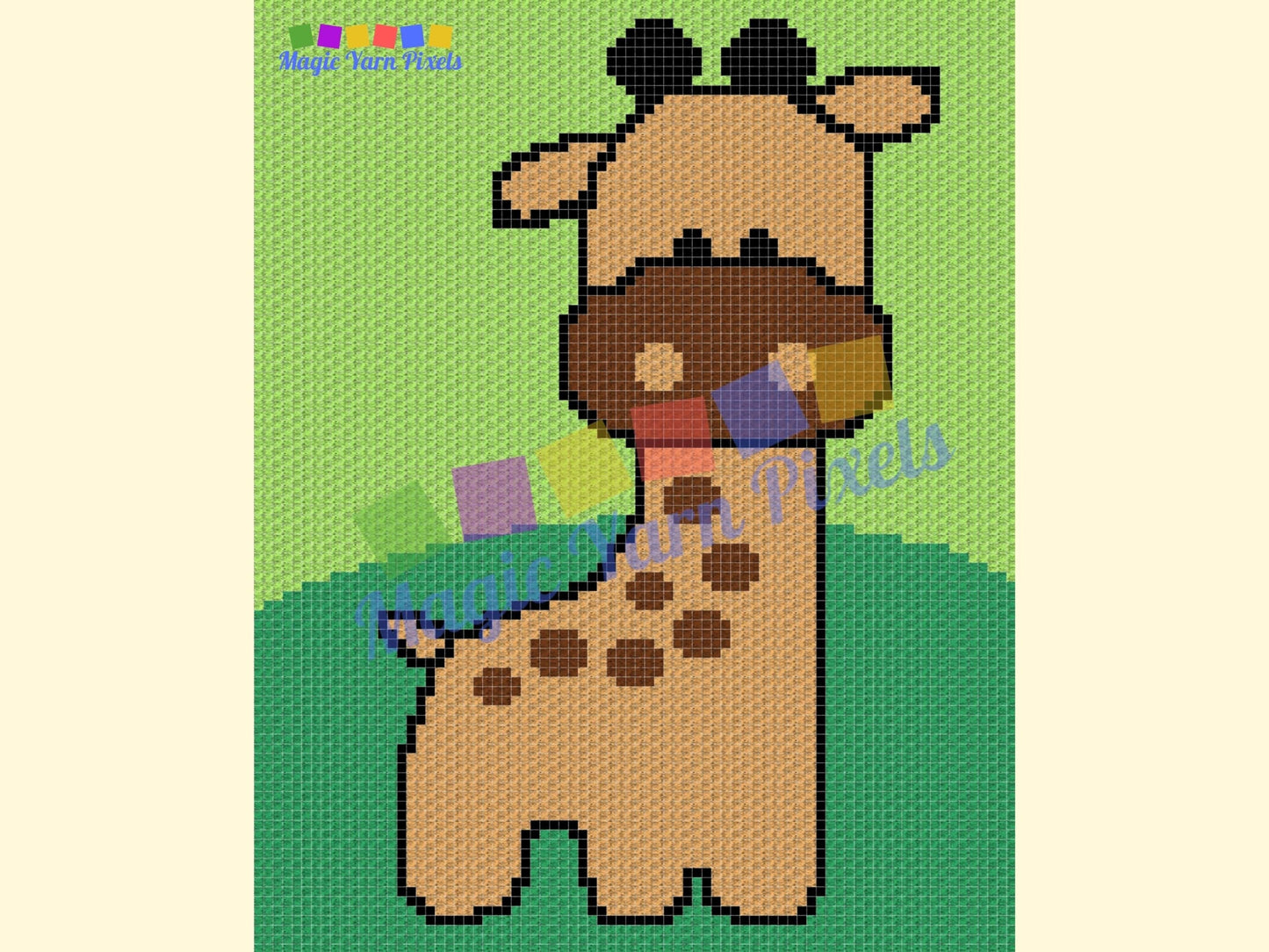Cute Baby Giraffe Graph & Pattern C2C Tapestry Crochet Giraffe Nursery Graphgan Giraffe Crochet Blanket C2C Jungle Nursery Decor Gift Baby
