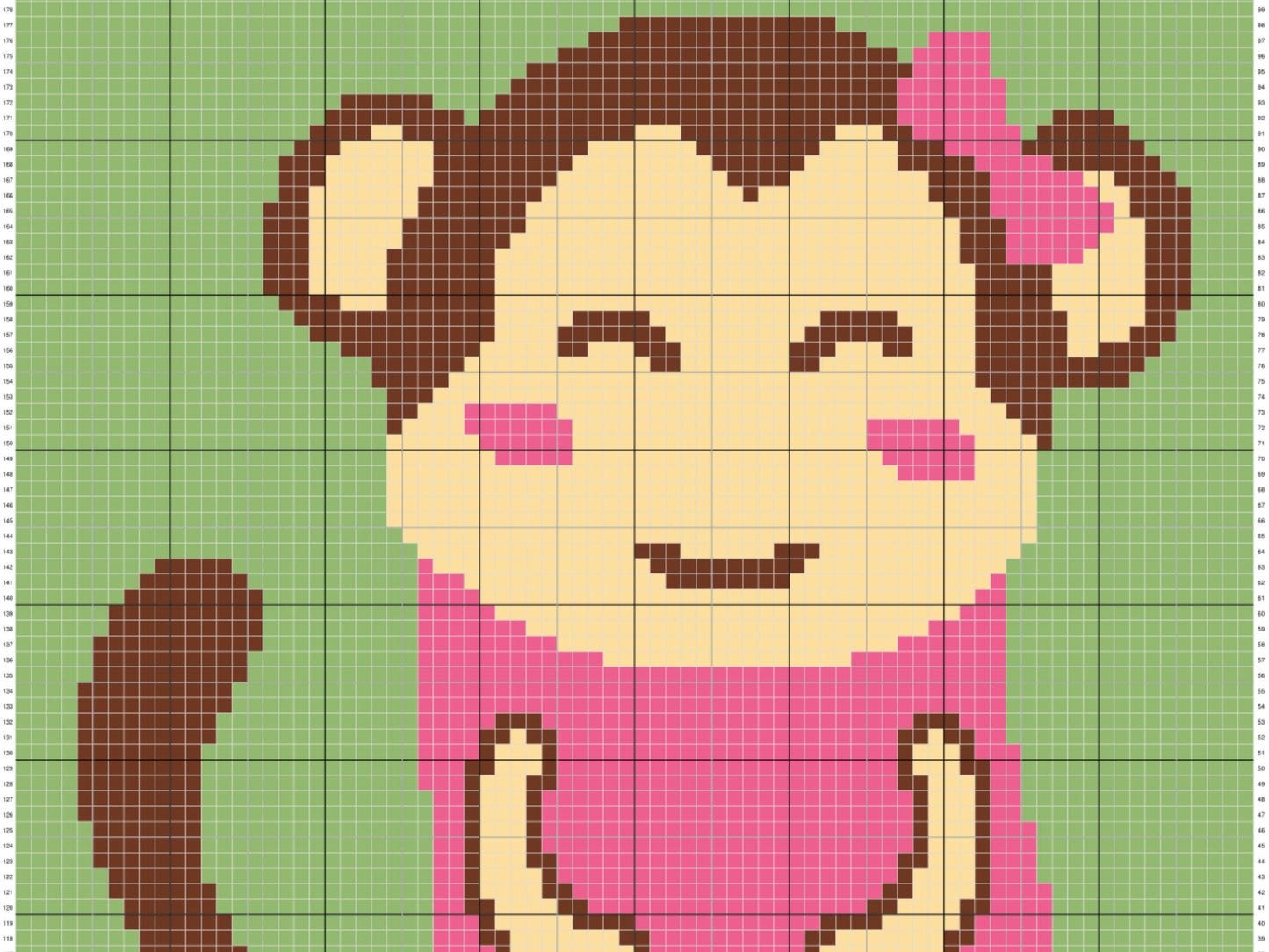 Baby Girl Monkey Graph & Pattern C2C and Tapestry Crochet Monkey Blanket Graphgan  Baby Animal Crochet Blanket C2C Jungle Nursery Decor Gift