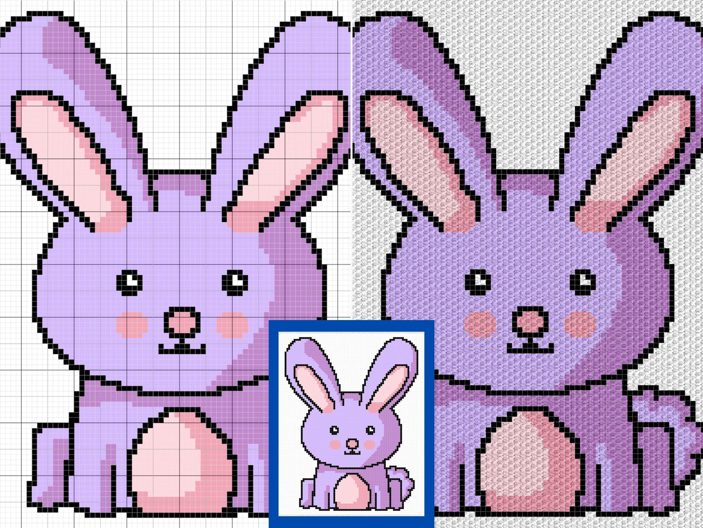 Cute Strawberry Bunny Graph and Pattern C2C & Tapestry Crochet - Bunny Rabbit Graphgan- Crochet Bunny C2C Blanket - Easter Baby Rabbit Gifts