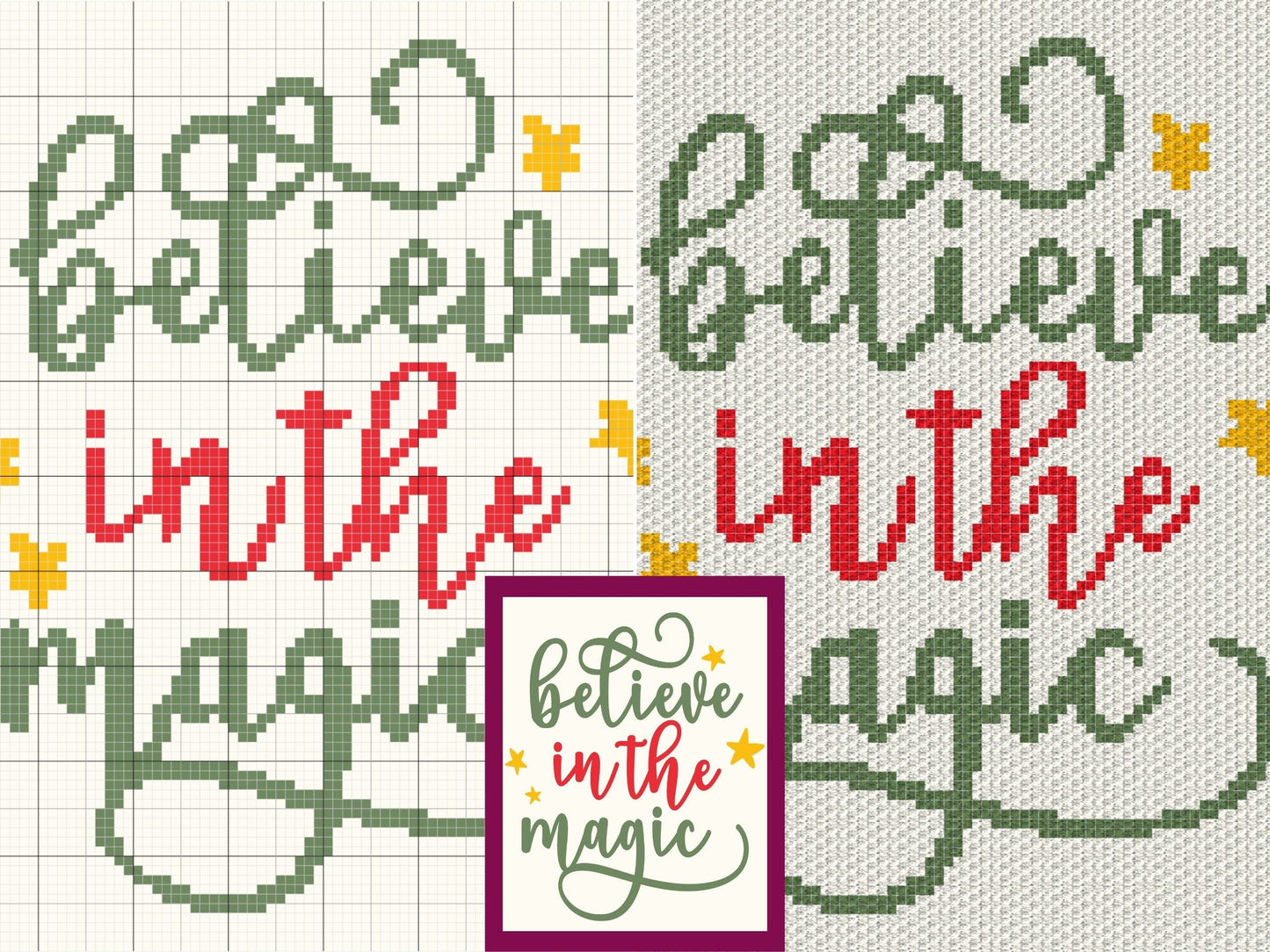 Believe In The Magic Graph and Pattern C2C & Tapestry Crochet- Quote Graphgan Word Blanket Crochet - Inspirational Gifts C2C Message Blanket