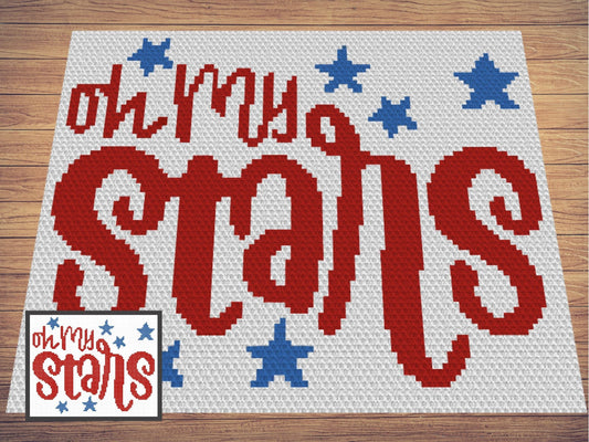 4Th Of July Oh My Stars Graph and Pattern C2C & Tapestry Crochet - Quote C2C Graphgan - Crochet Star Blanket - Patriotic Crochet C2C Blanket