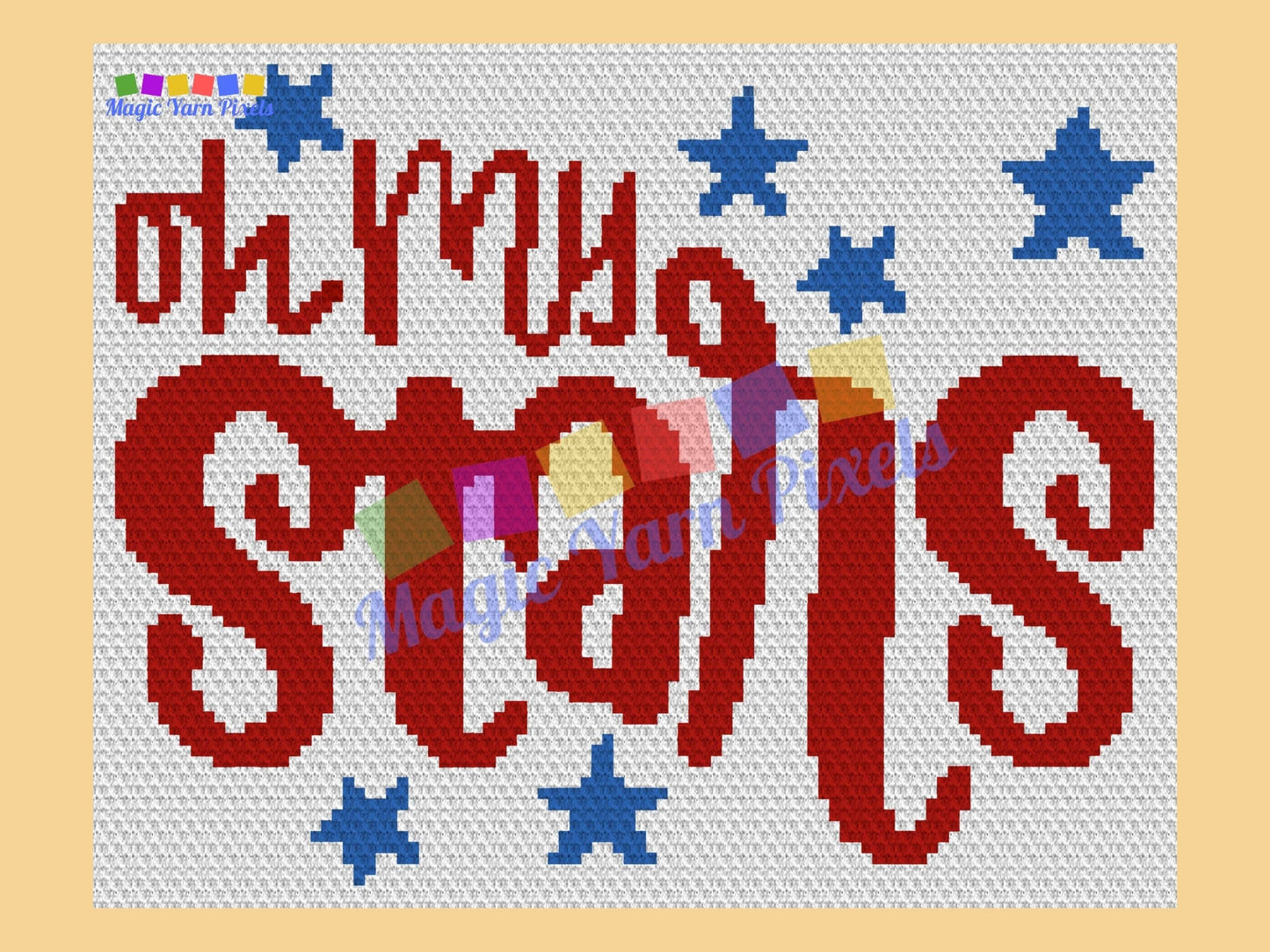 4Th Of July Oh My Stars Graph and Pattern C2C & Tapestry Crochet - Quote C2C Graphgan - Crochet Star Blanket - Patriotic Crochet C2C Blanket