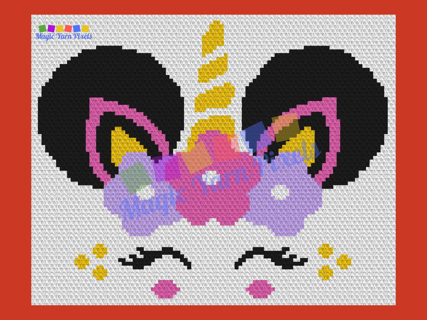 Afro Puff Unicorn Girl Graph and Pattern C2C & Tapestry Crochet - Unicorn C2C Graphgan - Unicorn Flower Crochet - Afro Unicorn Baby Blanket
