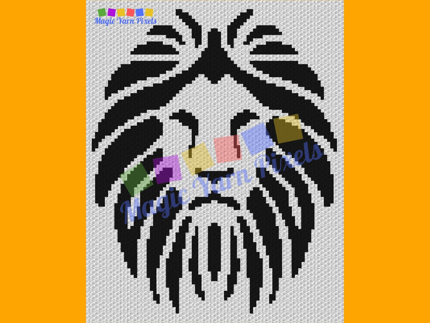 Lion Head Outline Graph and Pattern C2C and Tapestry Crochet - Wild Animal Graphgan - Crochet Lion Blanket - C2C Lion Blanket Gifts Baby