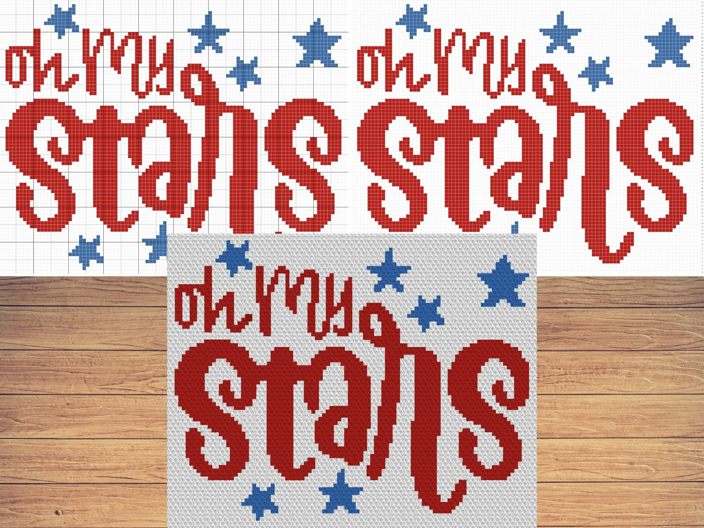 4Th Of July Oh My Stars Graph and Pattern C2C & Tapestry Crochet - Quote C2C Graphgan - Crochet Star Blanket - Patriotic Crochet C2C Blanket
