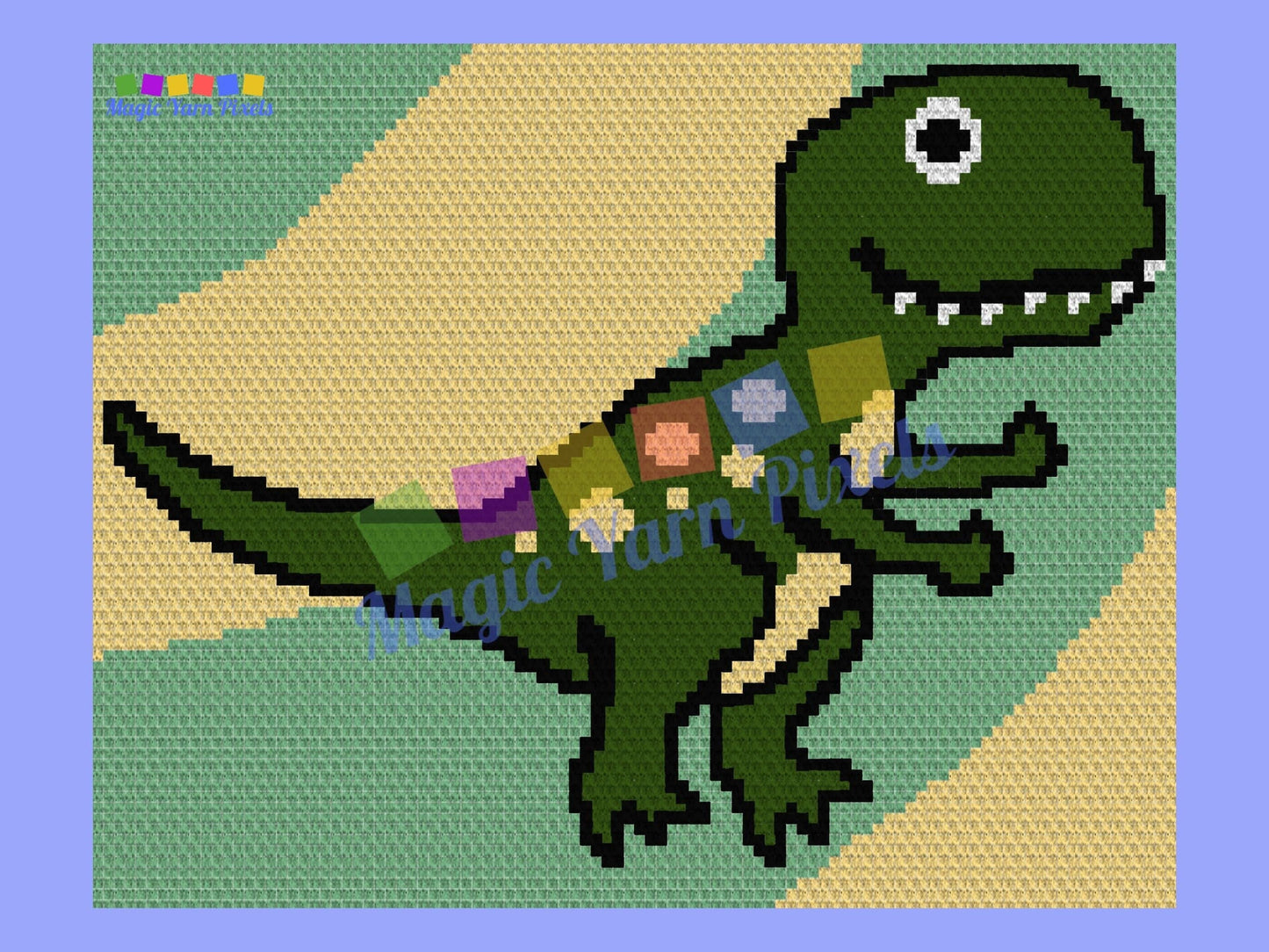 Cute Baby Dinosaur Graph and Pattern C2C & Tapestry Crochet - C2C Dinosaur Graphgan Crochet Dino Blanket - Trex Crochet Pattern C2C Blanket
