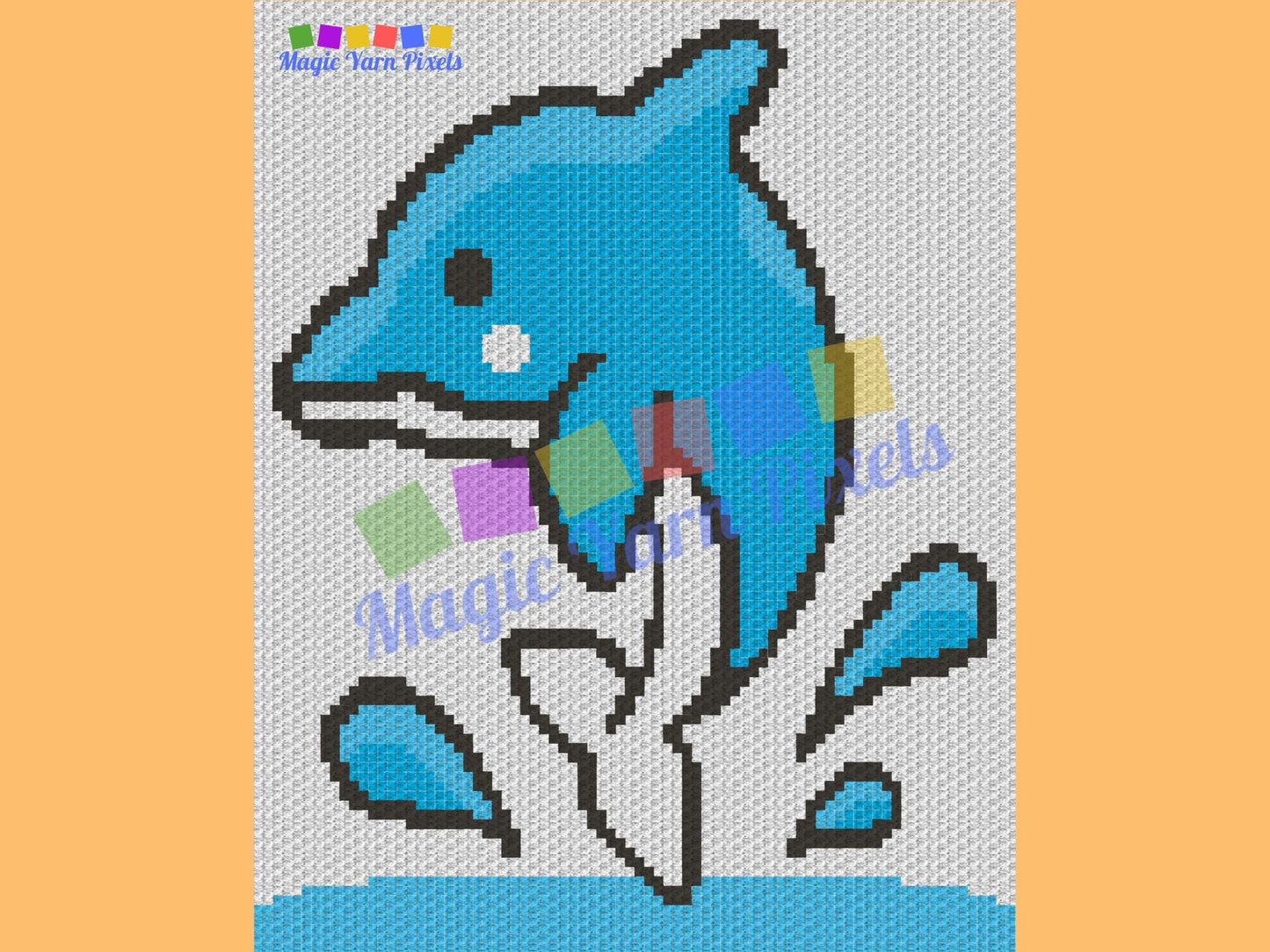 Jumping Dolphin Splash Graph and Pattern C2C & Tapestry Crochet - Dolphin Graphgan - Crochet Dolphin Blanket - Sea Animals C2C Baby Blanket