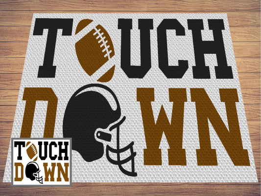 American Football Touch Down Graph and Pattern C2C & Tapestry Crochet - C2C Crochet Sports Blanket - C2C Crochet Football Pattern Blanket