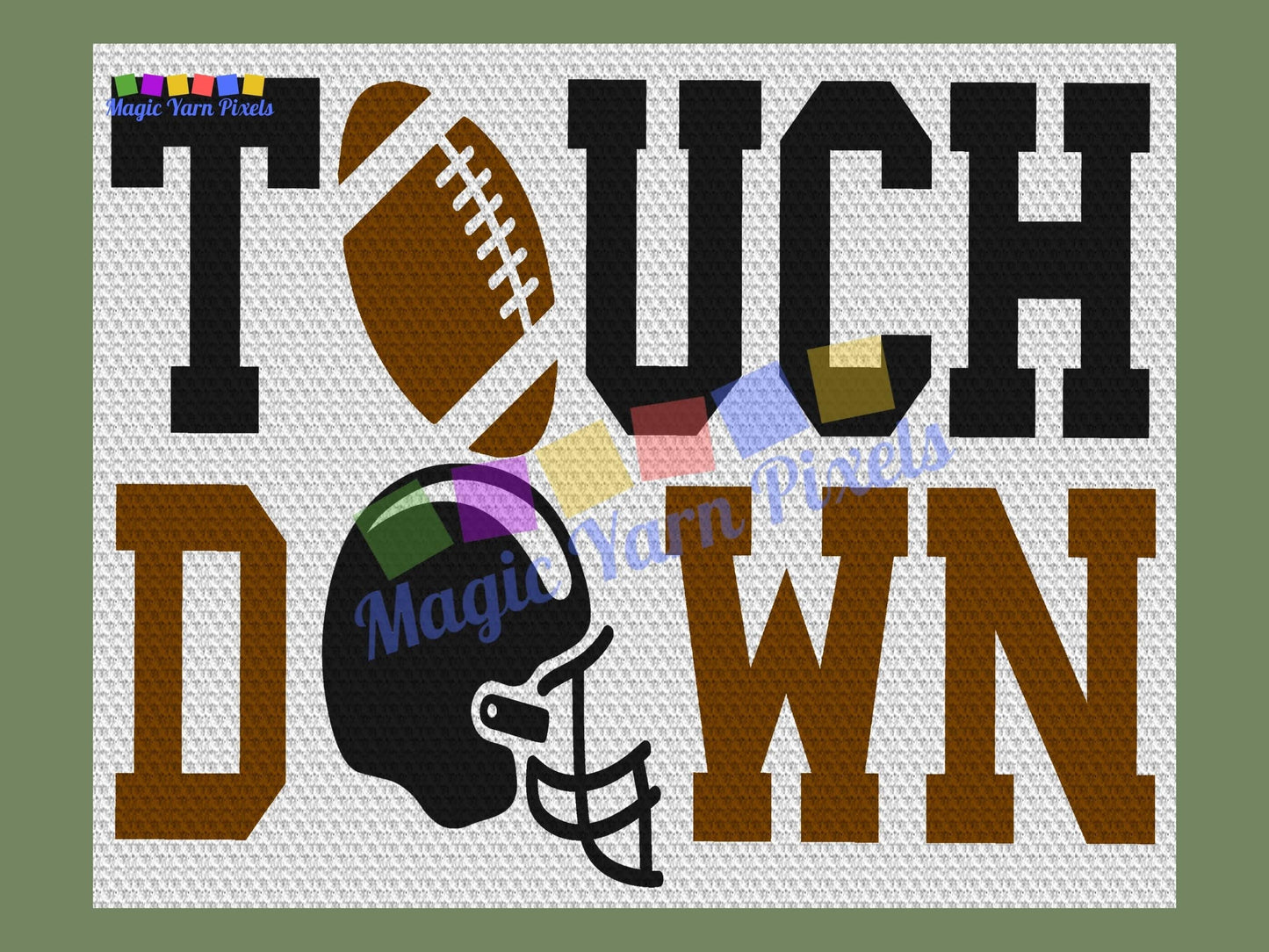 American Football Touch Down Graph and Pattern C2C & Tapestry Crochet - C2C Crochet Sports Blanket - C2C Crochet Football Pattern Blanket