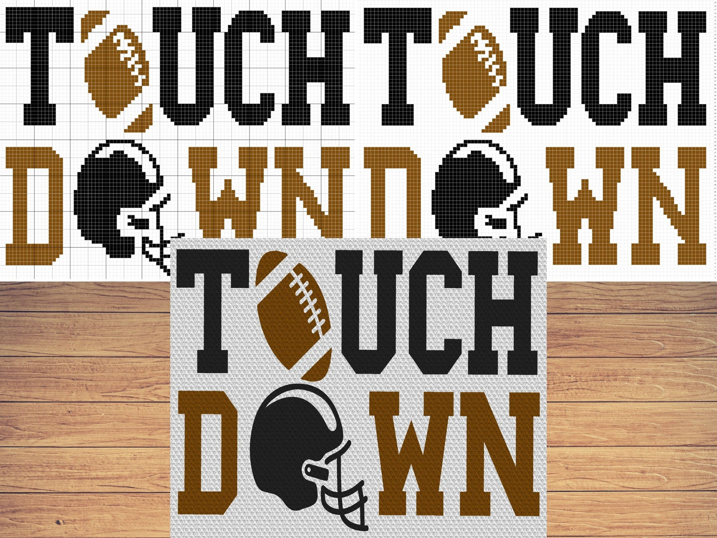 American Football Touch Down Graph and Pattern C2C & Tapestry Crochet - C2C Crochet Sports Blanket - C2C Crochet Football Pattern Blanket