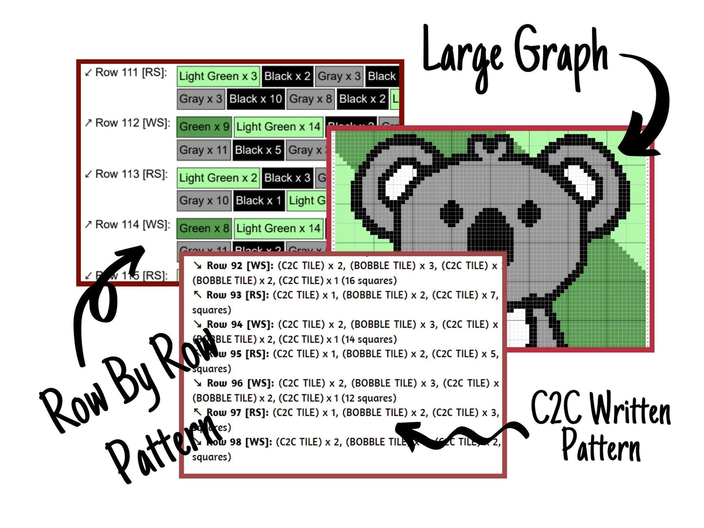 Cute Baby Koala Graph and Pattern C2C and Tapestry Crochet - Koala Bear C2C Graphgan - Crochet Koala Blankets - C2C Baby Koala Blanket Gifts