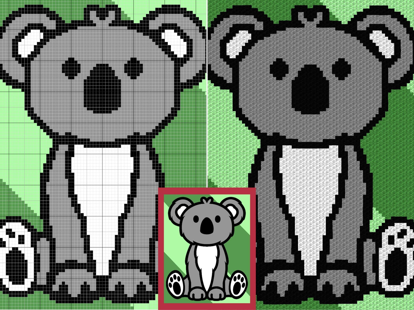 Cute Baby Koala Graph and Pattern C2C and Tapestry Crochet - Koala Bear C2C Graphgan - Crochet Koala Blankets - C2C Baby Koala Blanket Gifts