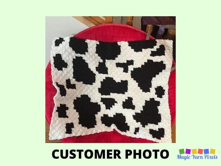 Cow Print Graph + Written Pattern For C2C & Tapestry Crochet - C2C Graph Cow Pattern - Crochet Animal Print Cow Blanket Baby C2C Cow Afghan