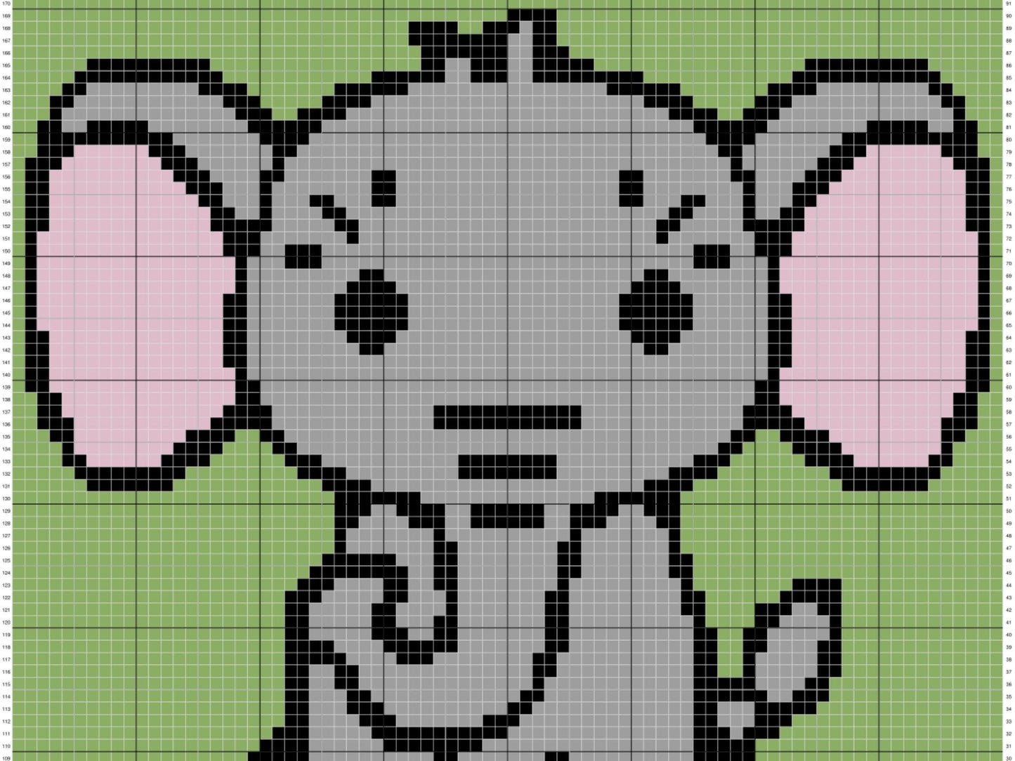 Cute Baby Elephant Graph and Pattern C2C & Tapestry Crochet - C2C Elephant Graphgan Crochet Elephant Blanket -C2C Elephant Blanket Gift Baby
