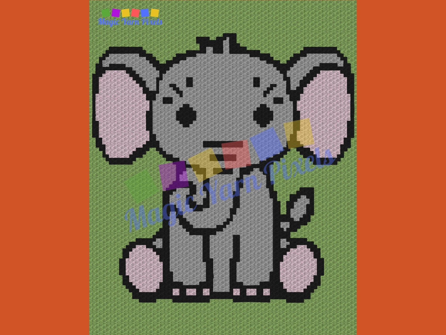 Cute Baby Elephant Graph and Pattern C2C & Tapestry Crochet - C2C Elephant Graphgan Crochet Elephant Blanket -C2C Elephant Blanket Gift Baby