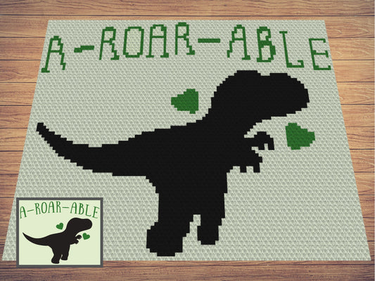 A-Roar-Able Graph and Pattern C2C & Tapestry Crochet - Crochet T-rex Graphgan Crochet Dinosaur Blanket - C2C Crochet Dinosaurs Baby Blankets