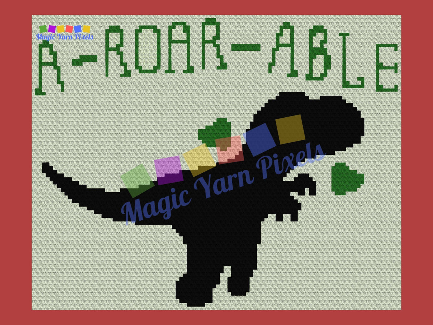 A-Roar-Able Graph and Pattern C2C & Tapestry Crochet - Crochet T-rex Graphgan Crochet Dinosaur Blanket - C2C Crochet Dinosaurs Baby Blankets