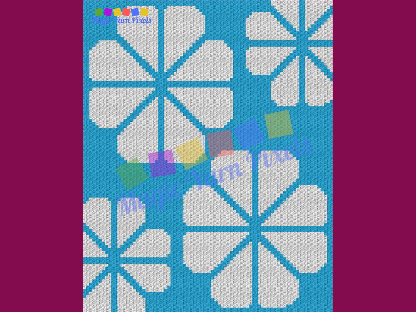 Abstract Daisy Print Graph and Pattern C2C & Tapestry Crochet - Flower C2C Throw Graphgan Crochet Daisy Blanket - C2C Daisy Blankets Crochet