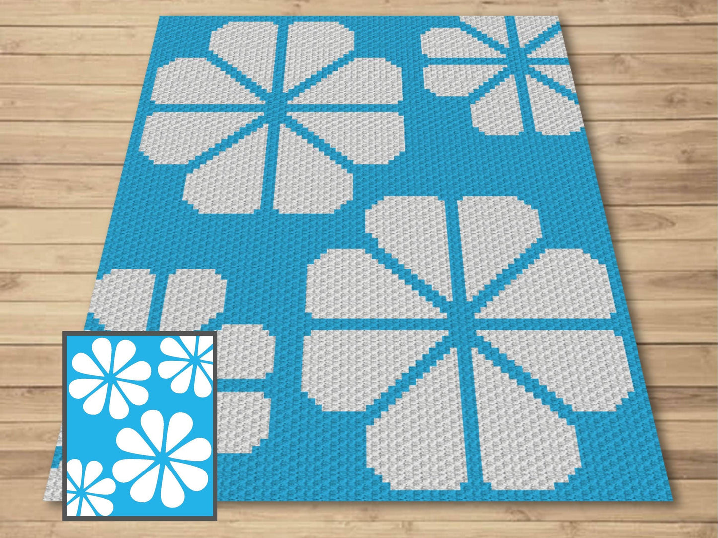 Abstract Daisy Print Graph and Pattern C2C & Tapestry Crochet - Flower C2C Throw Graphgan Crochet Daisy Blanket - C2C Daisy Blankets Crochet
