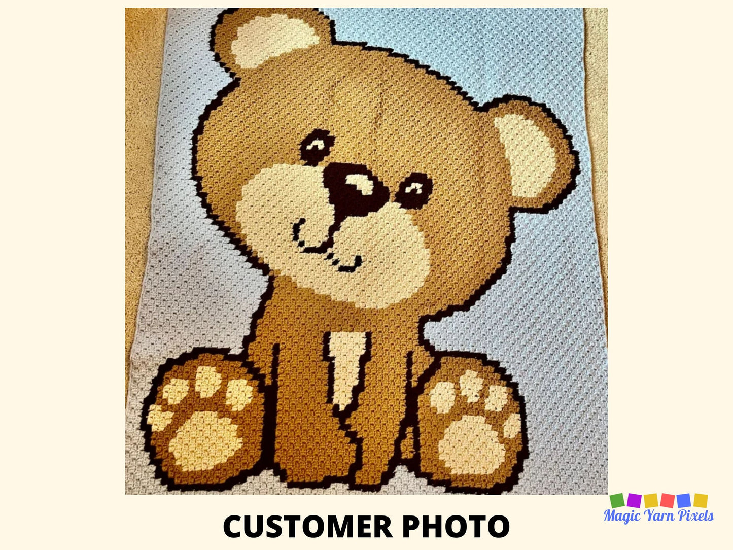 Cute Teddy Bear Graph + Written Pattern For C2C & Tapestry Crochet - C2C Bear Graphghan - Animal Crochet Blanket -Crochet Afghan Baby Shower