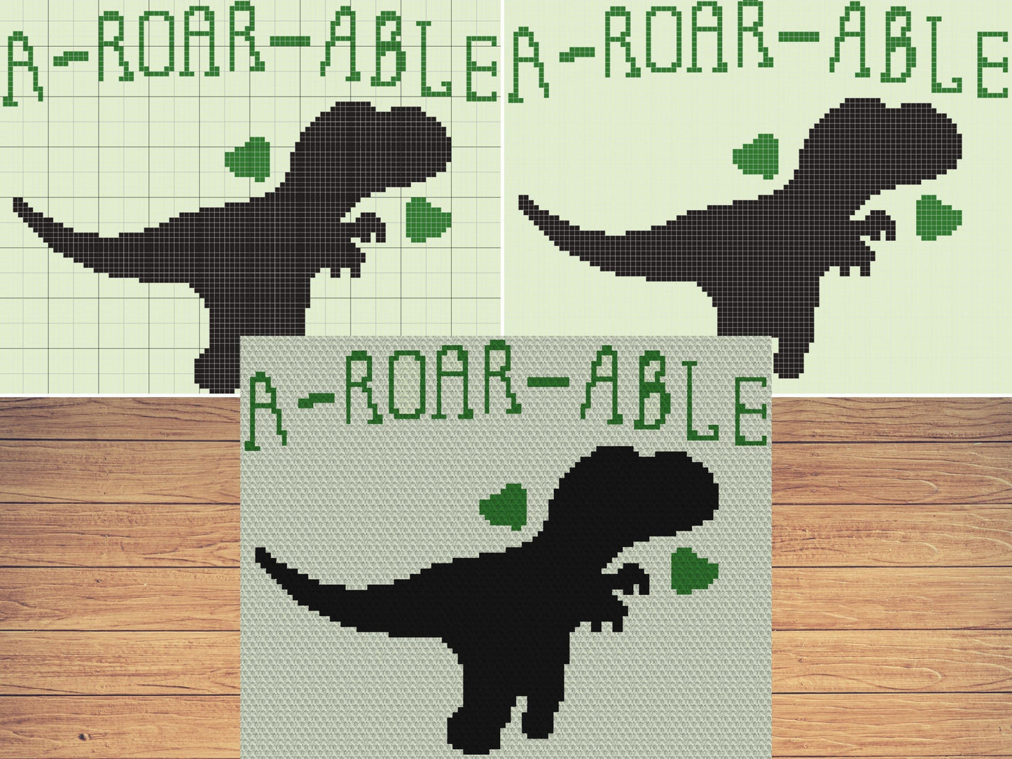 A-Roar-Able Graph and Pattern C2C & Tapestry Crochet - Crochet T-rex Graphgan Crochet Dinosaur Blanket - C2C Crochet Dinosaurs Baby Blankets