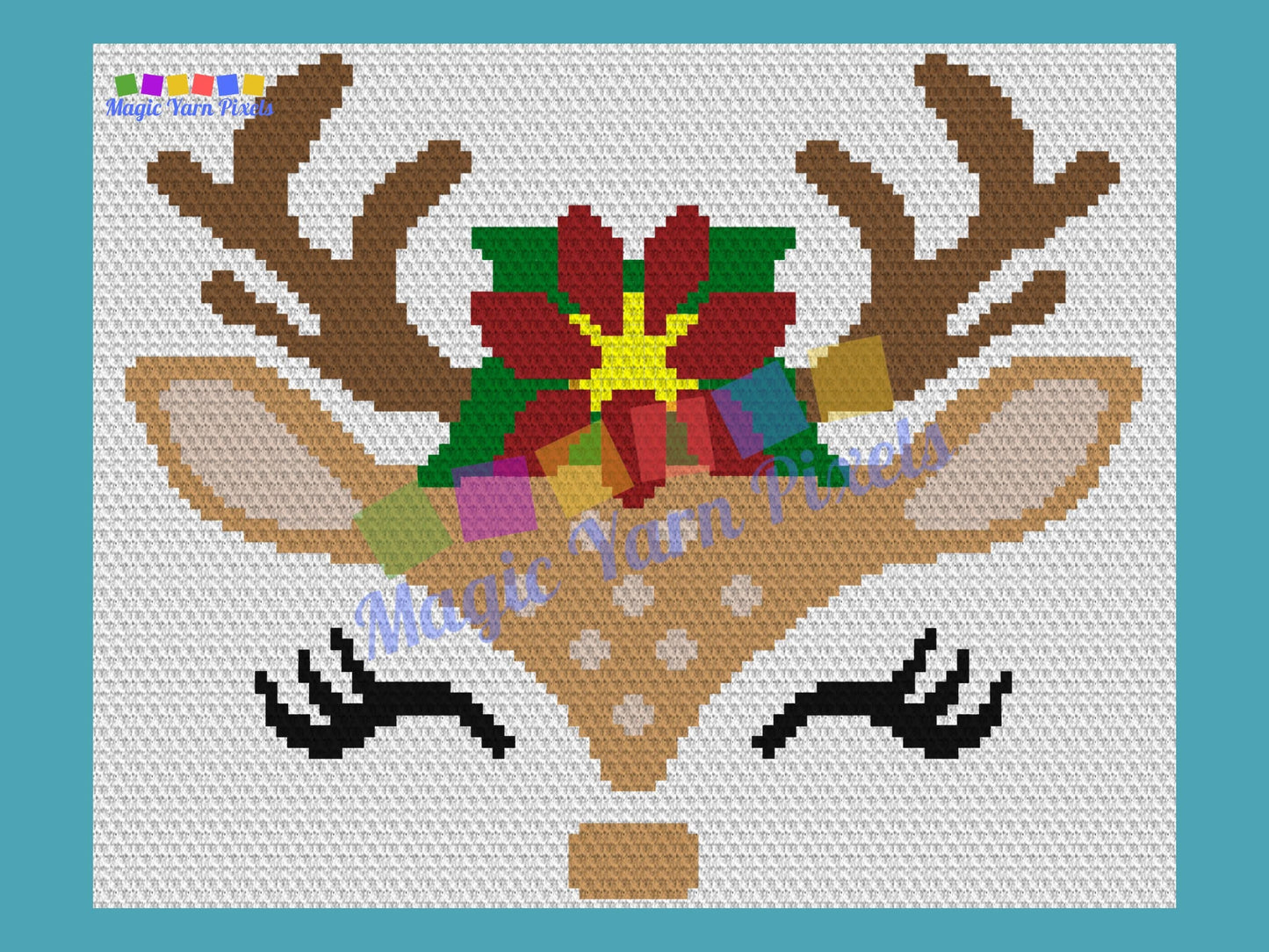 Christmas Reindeer Face Graph and Pattern C2C & Tapestry Crochet - Christmas C2C Graphgan Crochet Reindeer Baby Blanket - C2C Winter Blanket