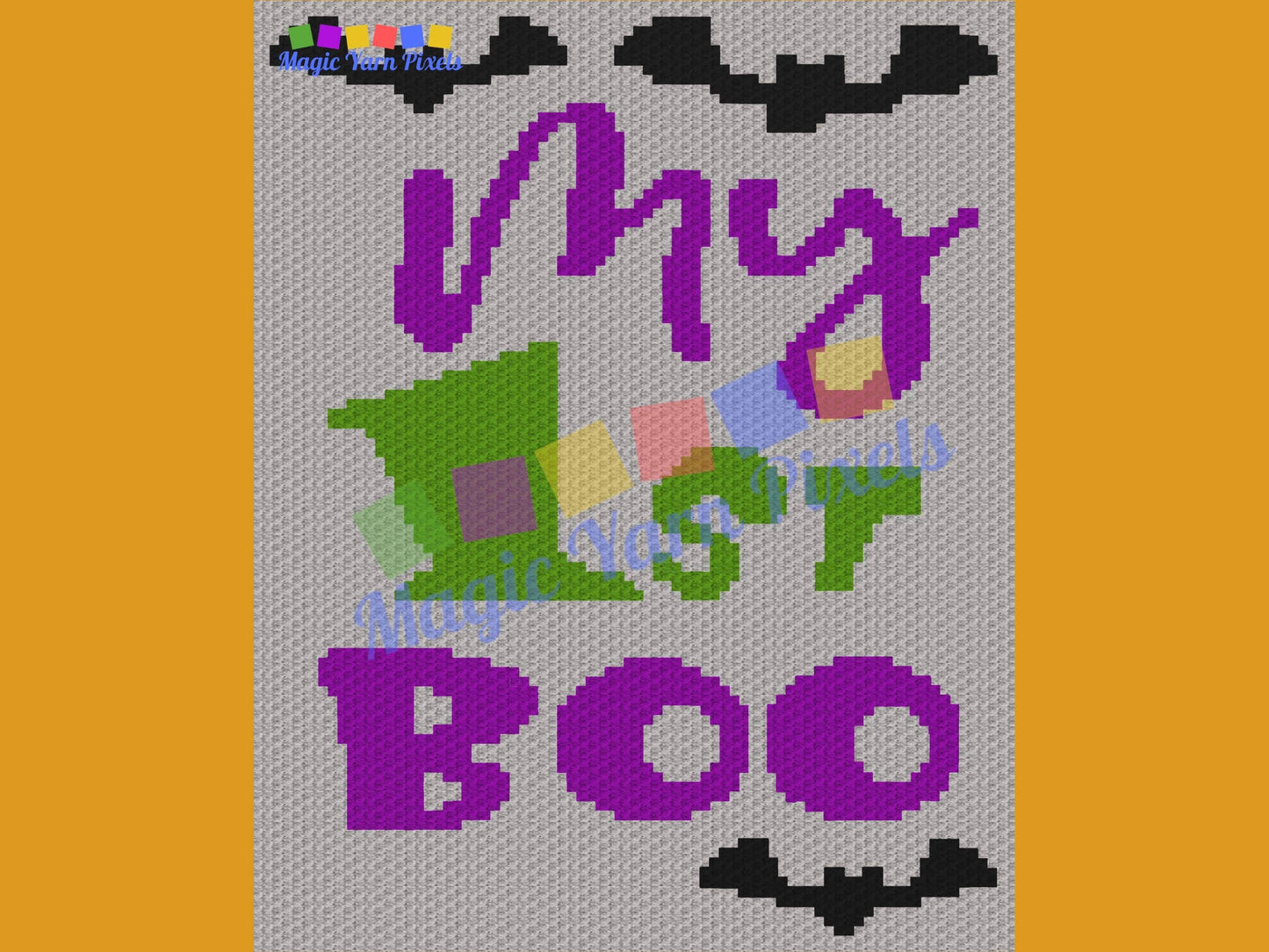 My First Boo Graph and Pattern C2C & Tapestry Crochet- Baby First Halloween Graphgan Crochet C2C Spooky Blanket - C2C Halloween Baby Blanket