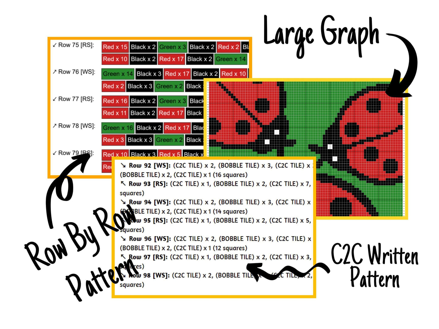 Ladybug Print Graph and Pattern C2C & Tapestry Crochet - Ladybugs Baby Shower Graphgan - Crochet Ladybug Blanket - Ladybug C2C Blanket Gifts