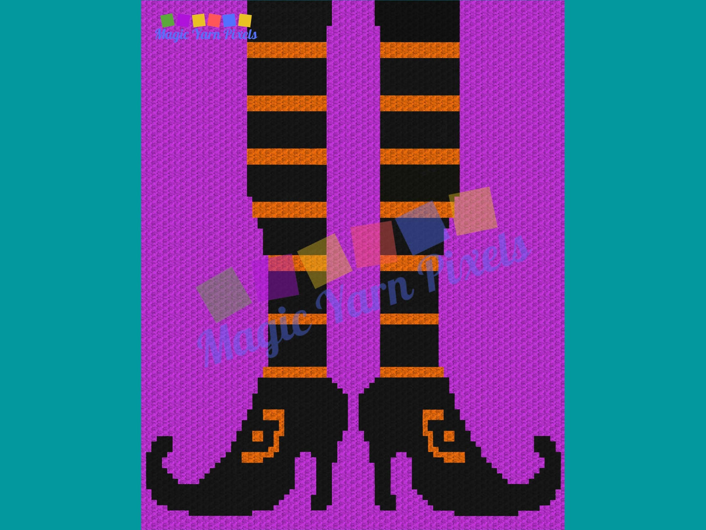Halloween Witch Legs Graph and Pattern C2C & Tapestry Crochet- Spooky Blanket Graphgan Crochet Witch Blanket - C2C Crochet Halloween Blanket