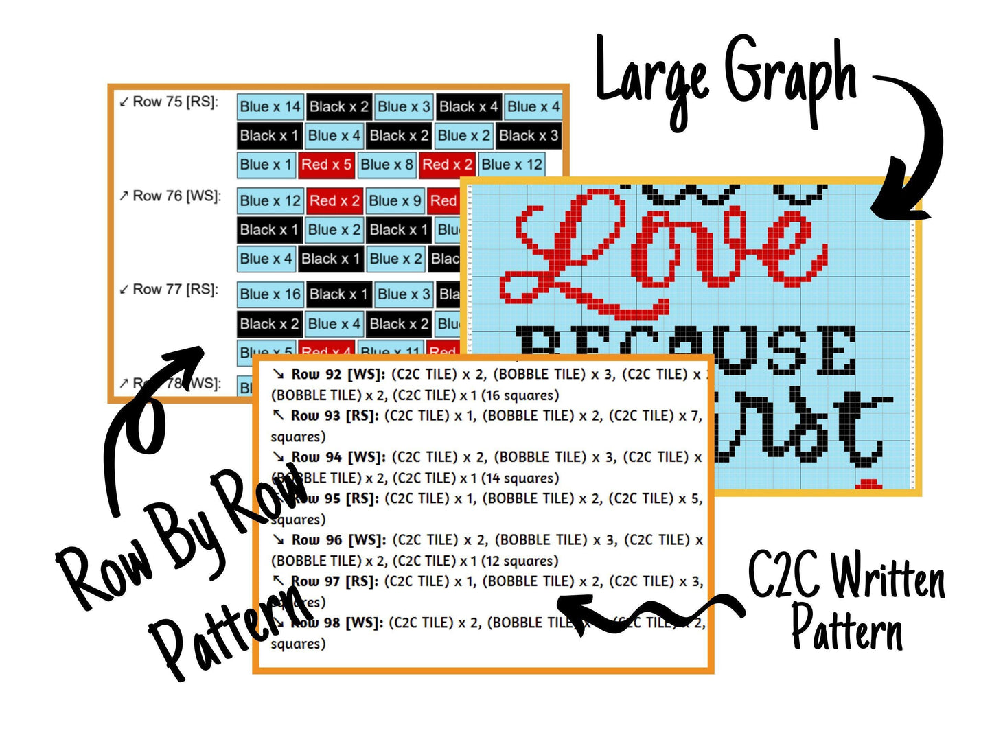 We Love Because He First Loved Us Graph and Pattern C2C & Tapestry Crochet - John 4:19 Religious Quotes C2C Graphgans - Bible Verse Blankets