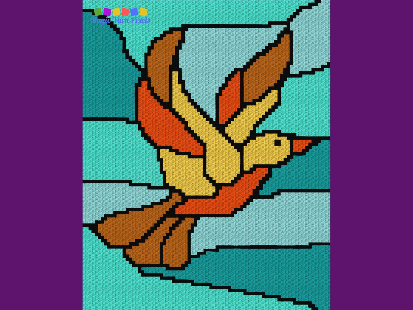 Stained Glass Bird Graph and Pattern C2C & Tapestry Crochet - Crochet Bird C2C Graphgan - Bird Crochet Blanket - C2C Blanket Bird Lover Gift