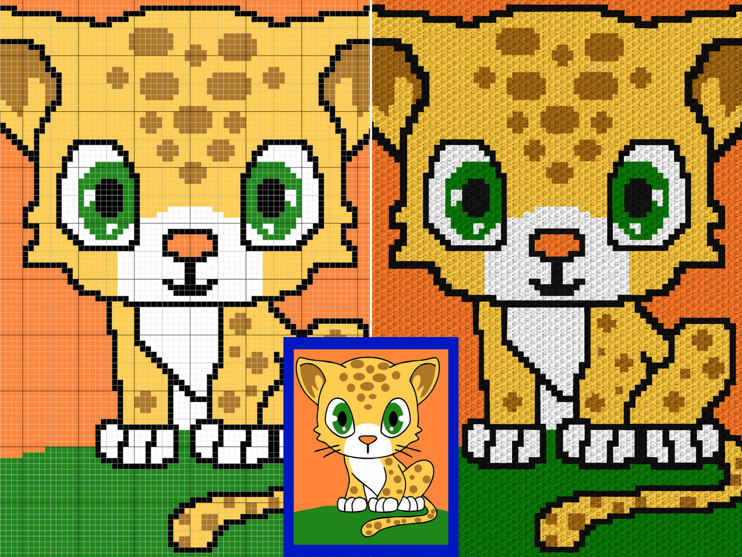Cute Baby Leopard Graph and Pattern C2C & Tapestry Crochet - Baby Leopard Print Graphgan Crochet Blanket - C2C Leopard Blanket Gift for Baby