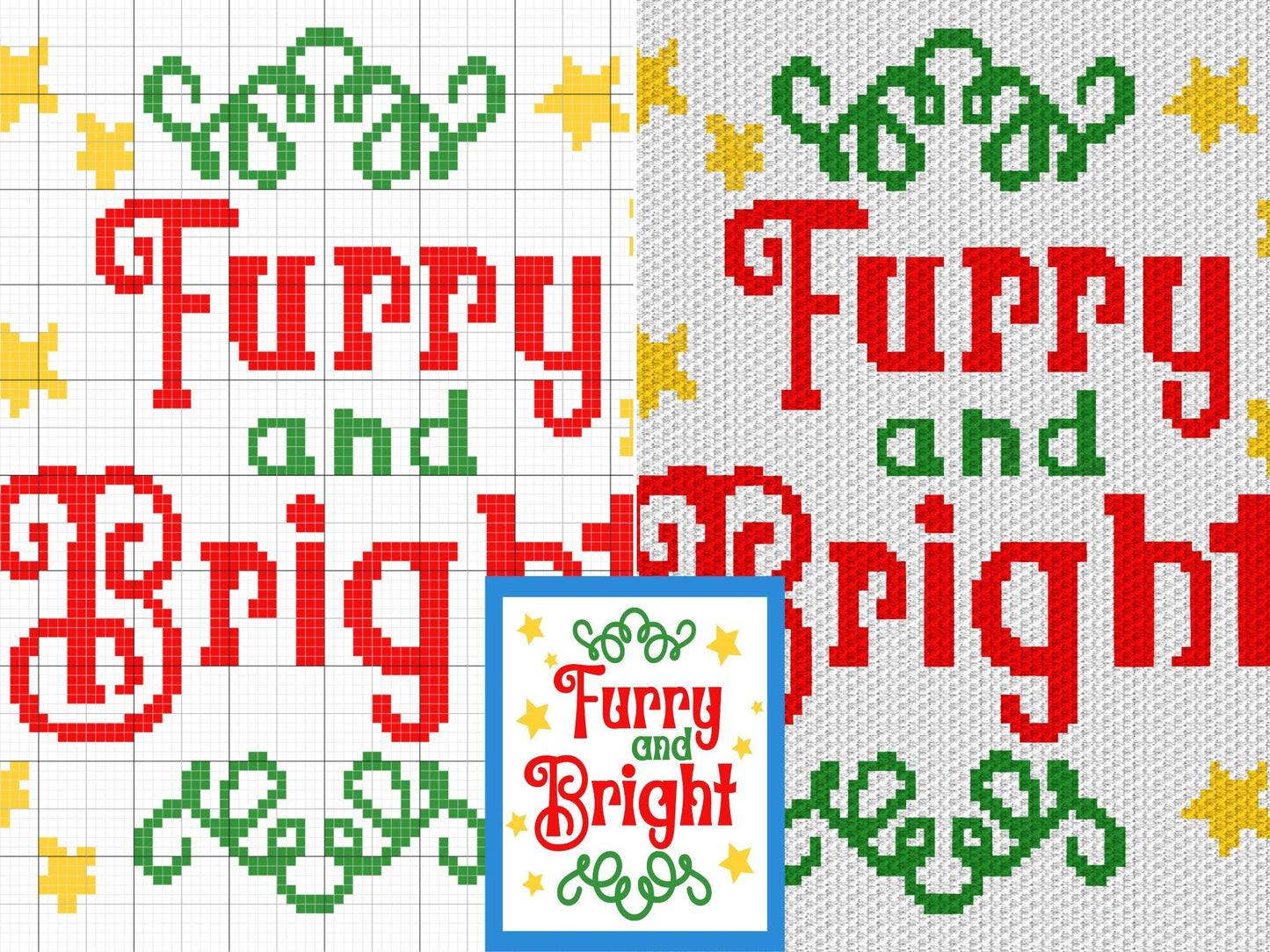 Furry And Bright Graph and Pattern C2C & Tapestry Crochet - Christmas Stars Graphgan Crochet Winter Blanket - Christmas Pet Gift C2C Blanket