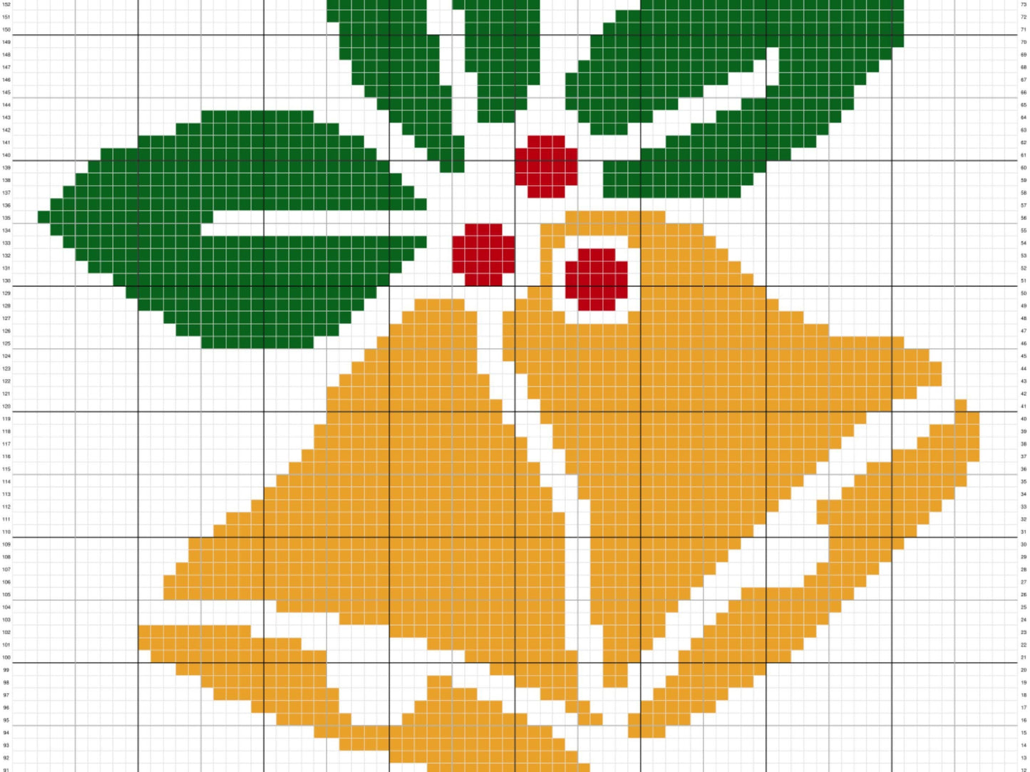 Christmas Bells Graph and Pattern C2C & Tapestry Crochet - Christmas C2C Graphgan Holiday Blanket - C2C Crochet Christmas Bells Blanket Gift
